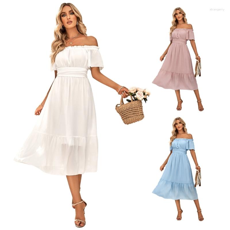 Casual Dresses Women Dress Off The Shoulder Low Hem 2023 Summer Fashion One-piece Short-sleeved For Party Shopping, Blue
Casual Dresses Women Dress Off The Shoulder Low Hem 2023 Summer Fashion One-piece Short-sleeved For Party Shopping, Blue