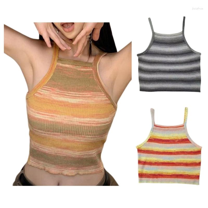 Women's Tanks Women's Sleeveless Top Sexy Rainbow Stripe Spaghetti Strap Knit Camisole, Gray
Women's Tanks Women's Sleeveless Top Sexy Rainbow Stripe Spaghetti Strap Knit Camisole, Gray
