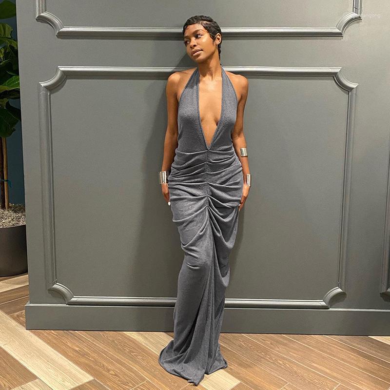 Casual Dresses Woman Dress Superior Quality Summer Halter Deep V Neck Sleeveless Solid Color Vestidos Drop XSDZ22190, Gray
Casual Dresses Woman Dress Superior Quality Summer Halter Deep V Neck Sleeveless Solid Color Vestidos Drop XSDZ22190, Gray