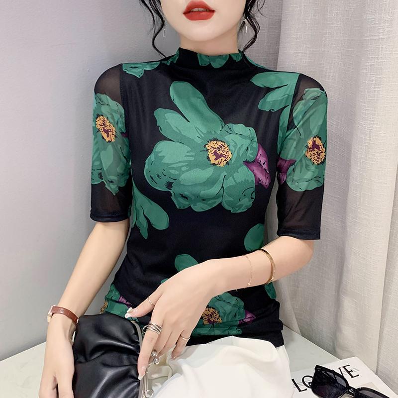 Women' T Shirts 2023 Autumn Half High Collar Printed Tight Bottomed Shirt Slim 5-sleeve Sleeve Women' Top Ropa De Mujer, Picture color
Women' T Shirts 2023 Autumn Half High Collar Printed Tight Bottomed Shirt Slim 5-sleeve Sleeve Women' Top Ropa De Mujer, Picture color