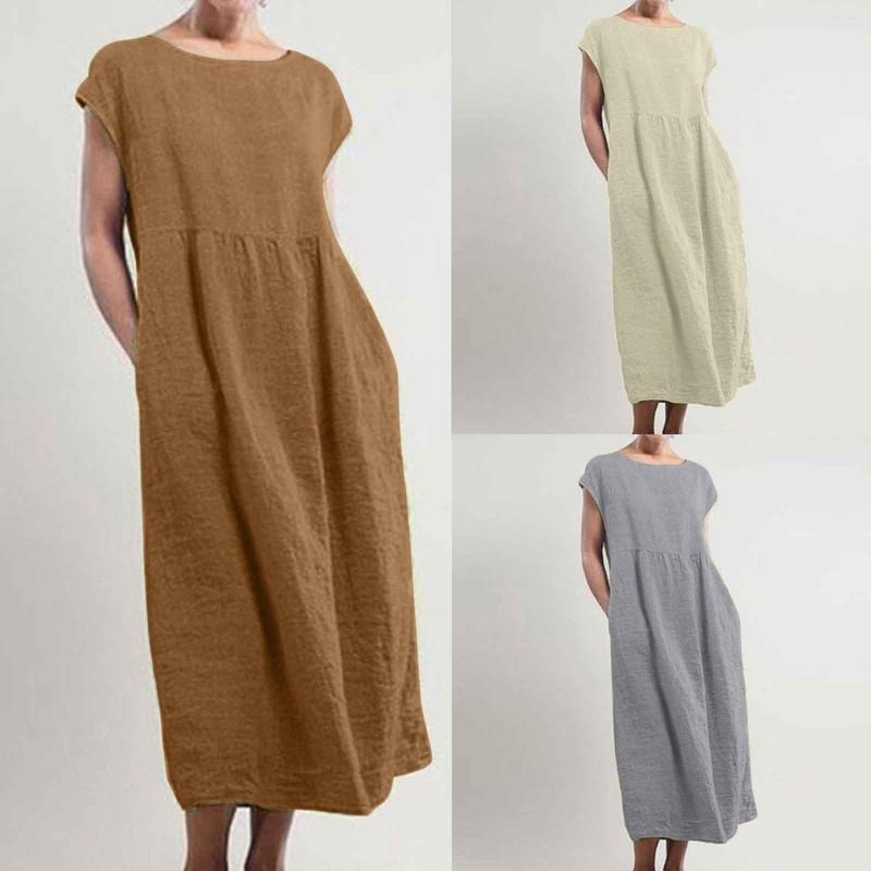 Party Dresses 40# Cotton And Line Dress Women Vintage Solid Color Pocket O-neck For 2023 Plus Size Loose Robe Femme Vestidos, Wh
Party Dresses 40# Cotton And Line Dress Women Vintage Solid Color Pocket O-neck For 2023 Plus Size Loose Robe Femme Vestidos, Wh