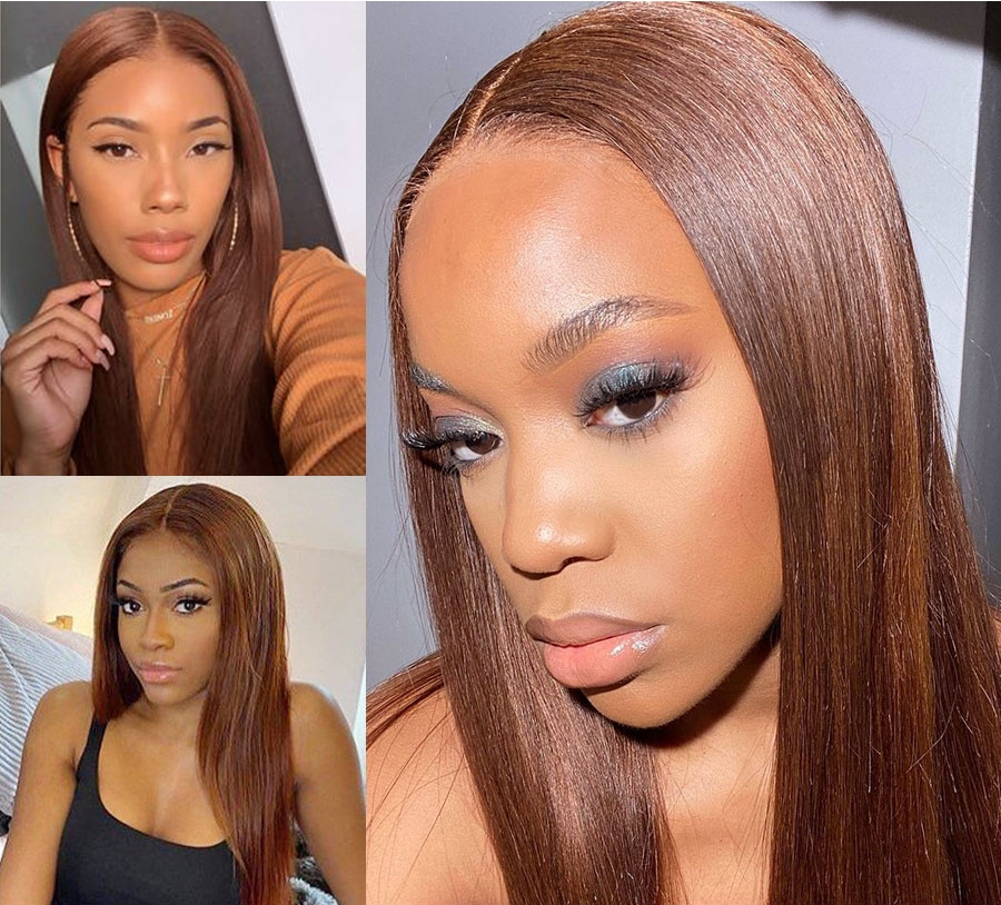 New Product Light Brown Straight Lace Front Wig Transparent Lace Wigs Glueless Wig Colored Human Hair Wigs For Women T Part Remy Wig
New Product Light Brown Straight Lace Front Wig Transparent Lace Wigs Glueless Wig Colored Human Hair Wigs For Women T Part Remy Wig