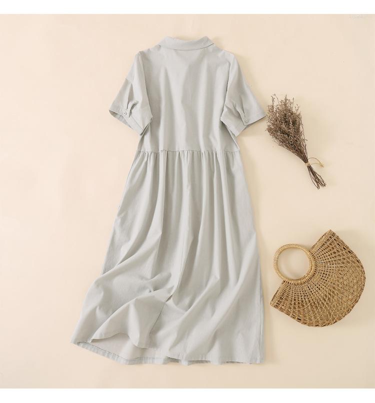 Casual Dresses O-Neck Short Sleeved Cotton Linen Dress For Women's 2023 Summer Vintage Literary Loose And Slim Solid Color Shirt Skirt
Casual Dresses O-Neck Short Sleeved Cotton Linen Dress For Women's 2023 Summer Vintage Literary Loose And Slim Solid Color Shirt Skirt