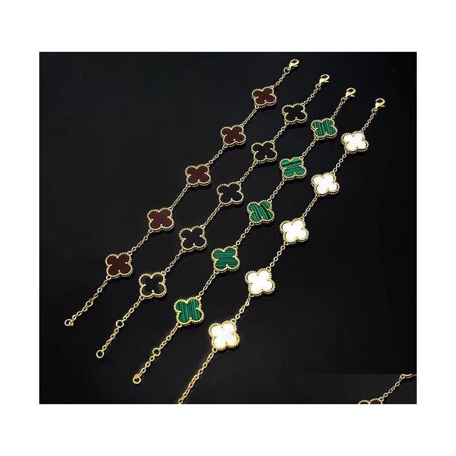 Other Bracelets 14K Gold Plated Bracelet Four Leaf Clover Black White Red Green Mother Of Pearl Five Flowers Designer Dhd4Y
Other Bracelets 14K Gold Plated Bracelet Four Leaf Clover Black White Red Green Mother Of Pearl Five Flowers Designer Dhd4Y