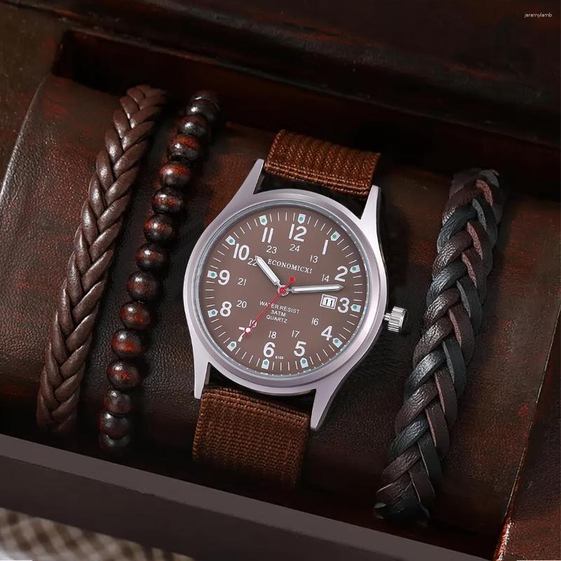 Wristwatches 4pcs/set Casual Leather Strap Numbered Date Quartz Watch Fashion Minimalist Sports Style Men's, Black + bracelet
Wristwatches 4pcs/set Casual Leather Strap Numbered Date Quartz Watch Fashion Minimalist Sports Style Men's, Black + bracelet