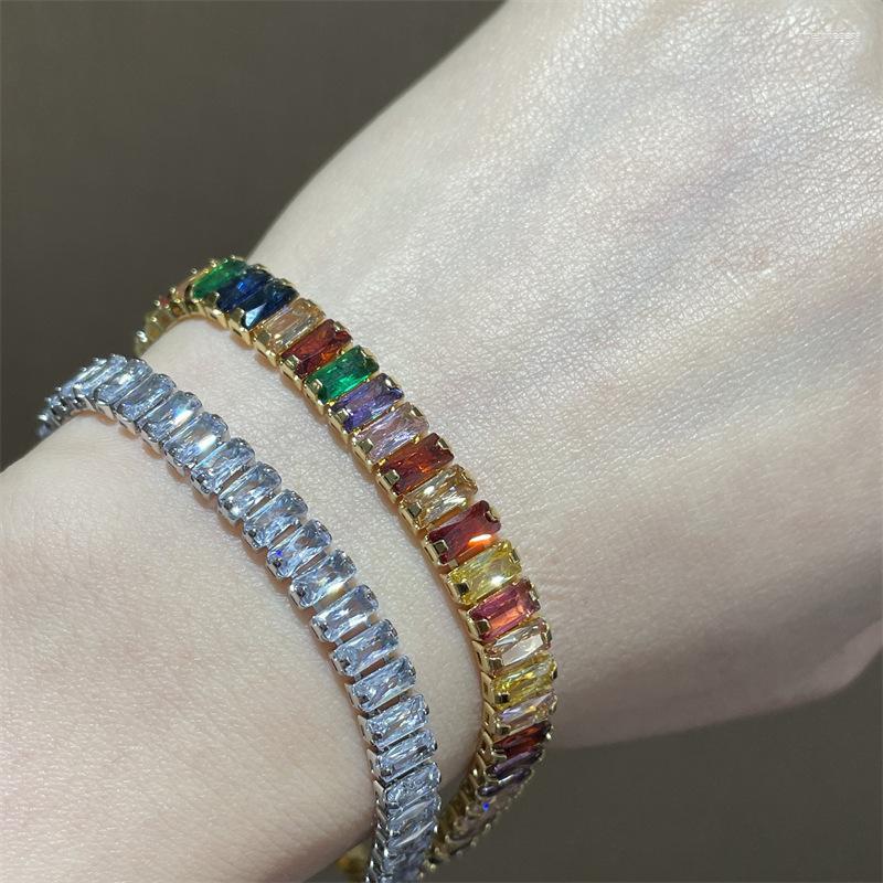 Link Bracelets Rainbow Cubic Zirconia Tennis Bracelet Chain For Women Men Gold Silver Color Hand Pulseras Homme Jewelry
Link Bracelets Rainbow Cubic Zirconia Tennis Bracelet Chain For Women Men Gold Silver Color Hand Pulseras Homme Jewelry