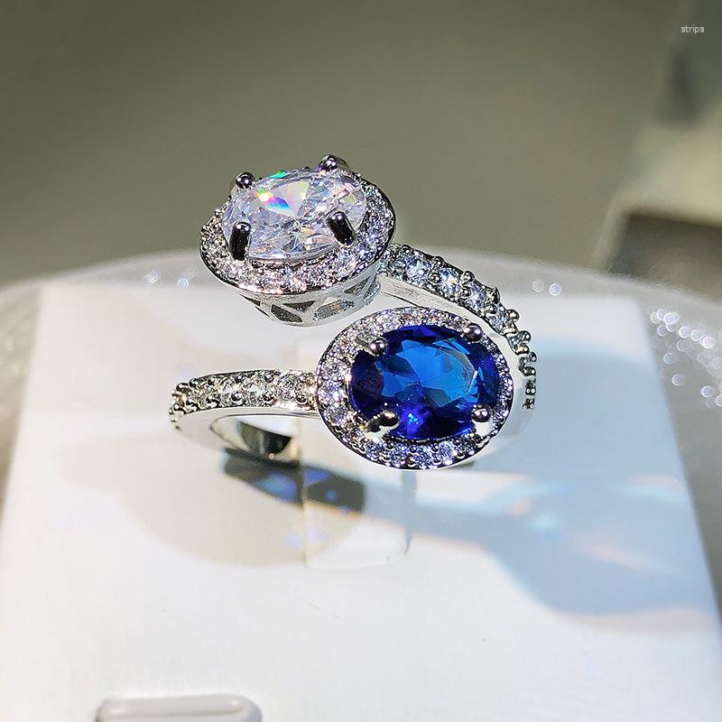 Cluster Rings Oval Two-color Stitching White Sapphire For Women Drop Ring Luxury Noble S925 Sterling Silver Opening Adjustable
Cluster Rings Oval Two-color Stitching White Sapphire For Women Drop Ring Luxury Noble S925 Sterling Silver Opening Adjustable