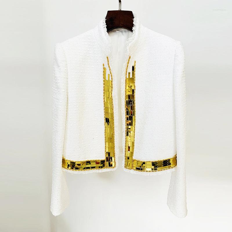 Women' Jackets 2023 Fashionable Temperament High Quality Heavy Industry Metal Sheet Beaded Standing Collar Woolen Women' Coat Jacket, White
Women' Jackets 2023 Fashionable Temperament High Quality Heavy Industry Metal Sheet Beaded Standing Collar Woolen Women' Coat Jacket, White