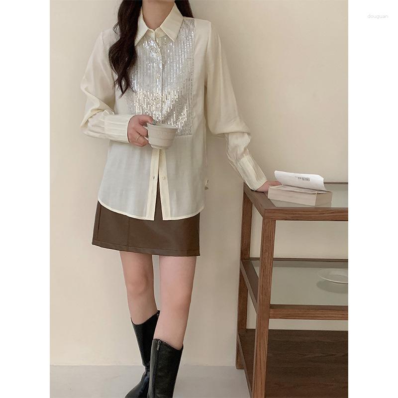 Women' Blouses Fashion Woman Blouse 2023 Blingbling Sequin Patchwork Cotton Shirt For Girls Female Loose Top Camisas, Apricot
Women' Blouses Fashion Woman Blouse 2023 Blingbling Sequin Patchwork Cotton Shirt For Girls Female Loose Top Camisas, Apricot