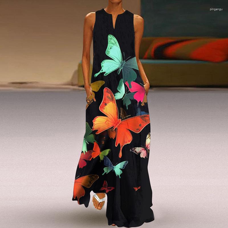 Casual Dresses Ladies Summer Black Long Dress Sleeveless V-neck Beach Elegant Flower Printed Vintage Women Ropa Mujer, Vlcq-472
Casual Dresses Ladies Summer Black Long Dress Sleeveless V-neck Beach Elegant Flower Printed Vintage Women Ropa Mujer, Vlcq-472