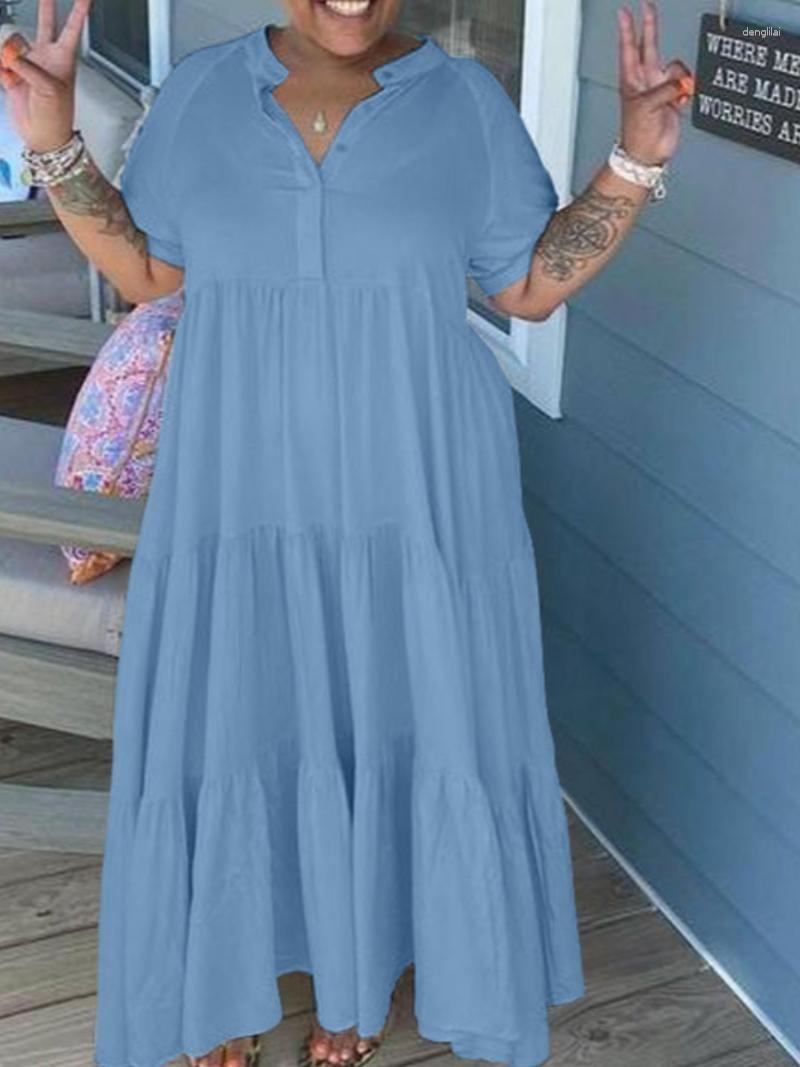 Plus Size Dresses Ruffle Design A Line Dress Patchwork Shirt-sleeve Loose Turndown Collar Ball Gown Ankle Length StreetwearsPlus, Blue
Plus Size Dresses Ruffle Design A Line Dress Patchwork Shirt-sleeve Loose Turndown Collar Ball Gown Ankle Length StreetwearsPlus, Blue