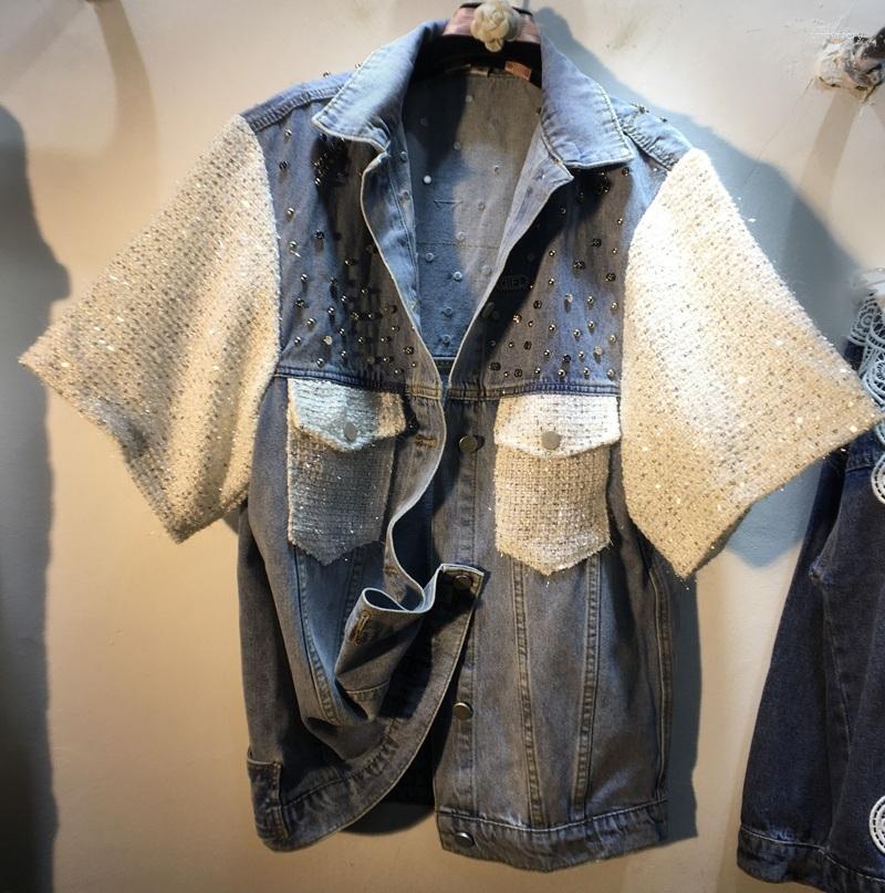 Women's Jackets 2023 Spring Autumn Rhinestone Beaded Sequins Jeans Coat Fashion Harajuku Short Sleeve Loose Denim Jacket Women Coats Outwear, Blue
Women's Jackets 2023 Spring Autumn Rhinestone Beaded Sequins Jeans Coat Fashion Harajuku Short Sleeve Loose Denim Jacket Women Coats Outwear, Blue