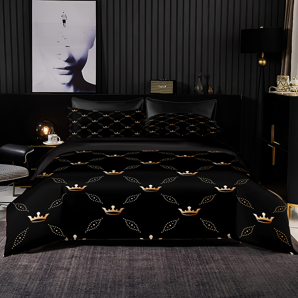 Bedding sets Minimalist Style Bedding Set Duvet Cover 240x220 With Pillowcase Black 200x200 Quilt Cover Twin Queen King Size Bed Sheet Set 230621