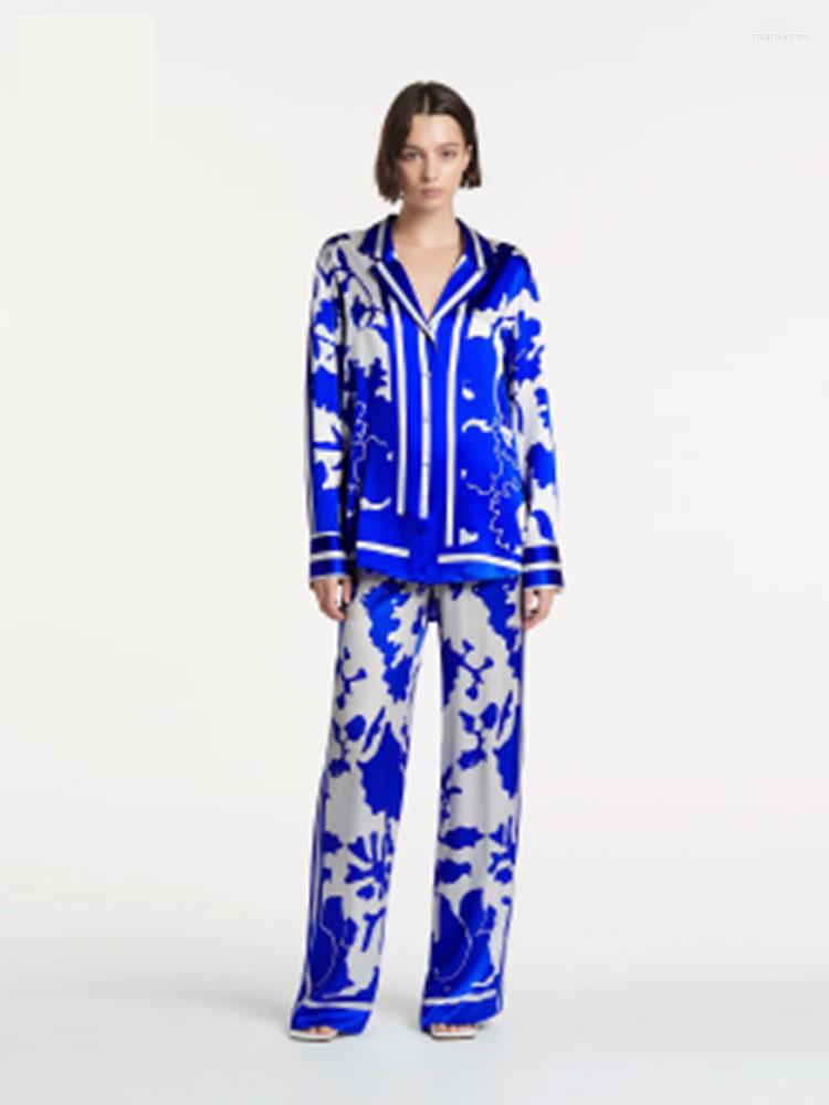 Women' Blouses Printing Blouse Wide Leg Pants Two-piece Sets Elegant Long Sleeve Lapel Shirt Blue Suits 2023 Lady High Street Casual
Women' Blouses Printing Blouse Wide Leg Pants Two-piece Sets Elegant Long Sleeve Lapel Shirt Blue Suits 2023 Lady High Street Casual