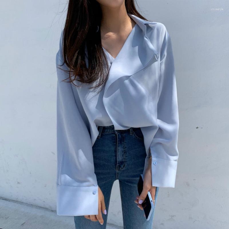 Women's Blouses Blusas Elegantes Spring French Niche Design Irregular Ruffled V-neck Blouse Sleeved Lapel White Shirt For Women Top Femme, Blue
Women's Blouses Blusas Elegantes Spring French Niche Design Irregular Ruffled V-neck Blouse Sleeved Lapel White Shirt For Women Top Femme, Blue