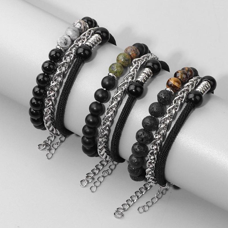 Charm Bracelets Trend Natural Stone Beads Bracelet Men's Matte Black Glass Stainless Steel Chain Combination Set Three Piece Handwoven
Charm Bracelets Trend Natural Stone Beads Bracelet Men's Matte Black Glass Stainless Steel Chain Combination Set Three Piece Handwoven