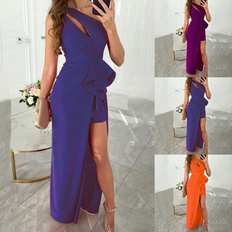Casual Dresses Women Summer Fashion One Shoulder Cutout Solid Sleeveless Ruffle Split Maxi Business For, Orange
Casual Dresses Women Summer Fashion One Shoulder Cutout Solid Sleeveless Ruffle Split Maxi Business For, Orange