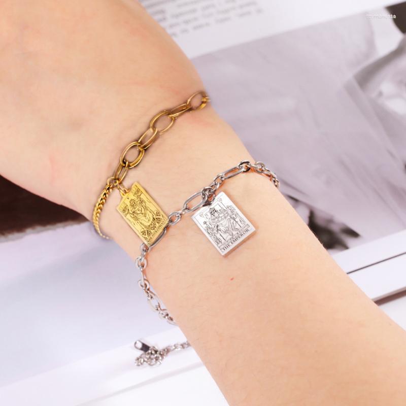 Link Bracelets Chain Mysticism Tarot Card Charm Bracelet For Men Women Stainless Steel Good Luck Jewelry Esotericism Christmas PresentLink
Link Bracelets Chain Mysticism Tarot Card Charm Bracelet For Men Women Stainless Steel Good Luck Jewelry Esotericism Christmas PresentLink