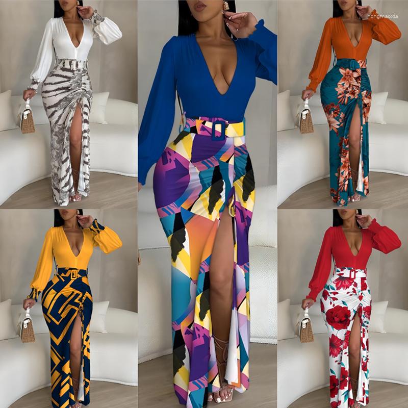 Casual Dresses Deep V Neck Sexy Women Vintage Print Side Slit A Line Fashion Robes Pullover Slim Long Sleeve Holiday Dress 2023
Casual Dresses Deep V Neck Sexy Women Vintage Print Side Slit A Line Fashion Robes Pullover Slim Long Sleeve Holiday Dress 2023