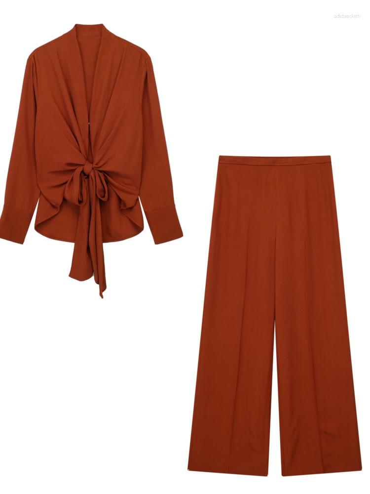 Women' Two Piece Pants Women Casual Solid Wide Leg 2 Set Lace-up Top Elastic Waist Trousers Suit Loose Fashion Spring Elegant Street Wear
Women' Two Piece Pants Women Casual Solid Wide Leg 2 Set Lace-up Top Elastic Waist Trousers Suit Loose Fashion Spring Elegant Street Wear