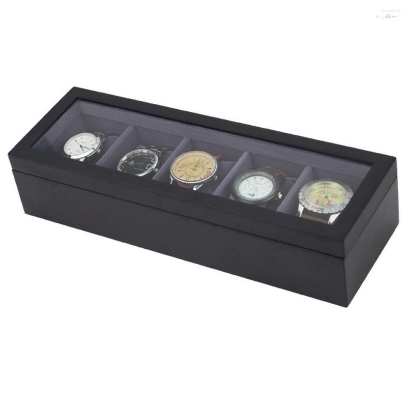 Watch Boxes 5 Grids MaBlack Wood Watches Display With Grey Plush Liner Box Jewelry Case Organizer Holder
Watch Boxes 5 Grids MaBlack Wood Watches Display With Grey Plush Liner Box Jewelry Case Organizer Holder