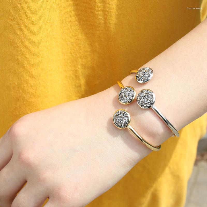 Bangle Luxury Gold Open Bangles For Women Stainless Steel Personalize Drusy Rhinestones Cuff Bracelets Pulseira Bijoux Jewelry Raym22
Bangle Luxury Gold Open Bangles For Women Stainless Steel Personalize Drusy Rhinestones Cuff Bracelets Pulseira Bijoux Jewelry Raym22
