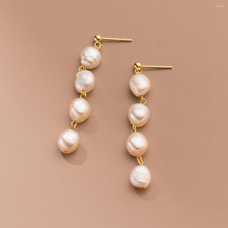 Dangle Earrings Real 925 Sterling Silver Baroque Pearls Tassel Drop Elegant Long Golden Color Earring Fine Jewelry For Women
Dangle Earrings Real 925 Sterling Silver Baroque Pearls Tassel Drop Elegant Long Golden Color Earring Fine Jewelry For Women
