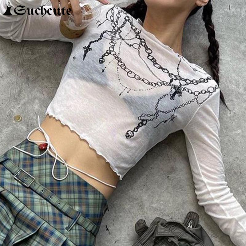 Women' T Shirts SUCHCUTE Chain Print Streetwear Knitted T-shirt Women Pullovers See Through White Crop Top Drop Shoulder Summer Full Sleeve, Black
Women' T Shirts SUCHCUTE Chain Print Streetwear Knitted T-shirt Women Pullovers See Through White Crop Top Drop Shoulder Summer Full Sleeve, Black