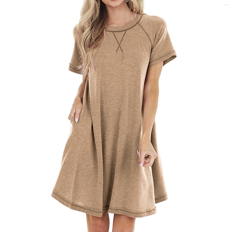 Casual Dresses Round Neck Short Sleeve Dress Fashion Pullover Solid Pocket Middress, Black
Casual Dresses Round Neck Short Sleeve Dress Fashion Pullover Solid Pocket Middress, Black