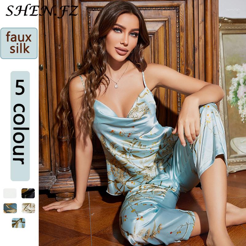 Women's Sleepwear Top Women Women's Pajamas Small Cherry Print Pajama Set Summer Suspender Trousers Two-piece Thin Ice Silk Loungewear, Grey
Women's Sleepwear Top Women Women's Pajamas Small Cherry Print Pajama Set Summer Suspender Trousers Two-piece Thin Ice Silk Loungewear, Grey