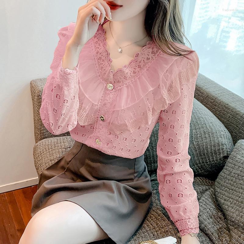 Women' Blouses 2023 Fashion Lace Woman Spring Long Sleeve Women Ruffles Shirts White Office Work Wear Womens Tops Blusas, Pink
Women' Blouses 2023 Fashion Lace Woman Spring Long Sleeve Women Ruffles Shirts White Office Work Wear Womens Tops Blusas, Pink