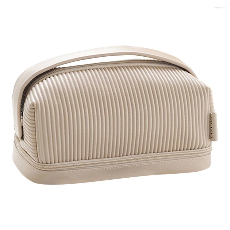 Makeup Brushes Double Layer Storage Bag Zipper Pouch Large Capacity Multi-function Portable Fashion Vertical Stripe For Weekend Vacation
Makeup Brushes Double Layer Storage Bag Zipper Pouch Large Capacity Multi-function Portable Fashion Vertical Stripe For Weekend Vacation