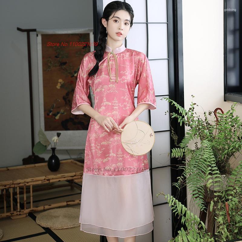 Ethnic Clothing 2023 Chinese Dress Cheongsam Traditional Patchwork Flower Print Satin National Oriental Qipao
Ethnic Clothing 2023 Chinese Dress Cheongsam Traditional Patchwork Flower Print Satin National Oriental Qipao