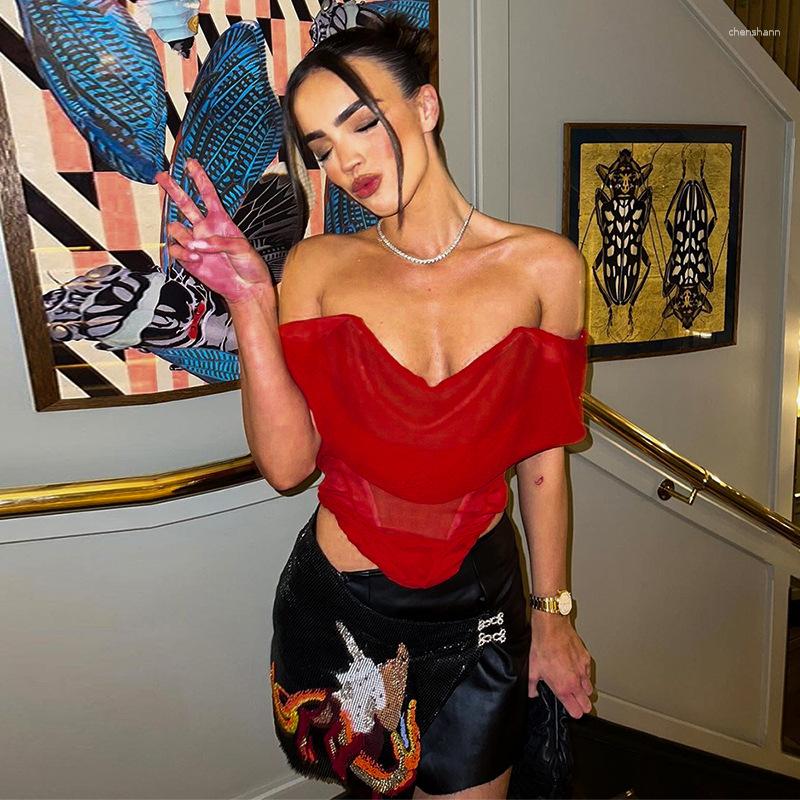 Women' Tanks Mesh Off Shoulder Short Sleeve Crop Top Women Y2K Summer Backless Low Cut Sexy Tank Club Party Outfits, Red
Women' Tanks Mesh Off Shoulder Short Sleeve Crop Top Women Y2K Summer Backless Low Cut Sexy Tank Club Party Outfits, Red