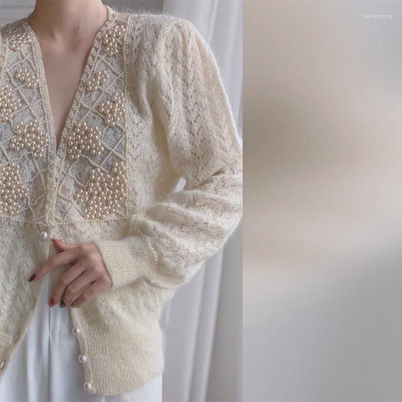 Women' Knits White Pearls Beaded Sweater Womenc Cardigan Fuzzy Knitted Top Autumn Spring Pull Femme, Beige
Women' Knits White Pearls Beaded Sweater Womenc Cardigan Fuzzy Knitted Top Autumn Spring Pull Femme, Beige