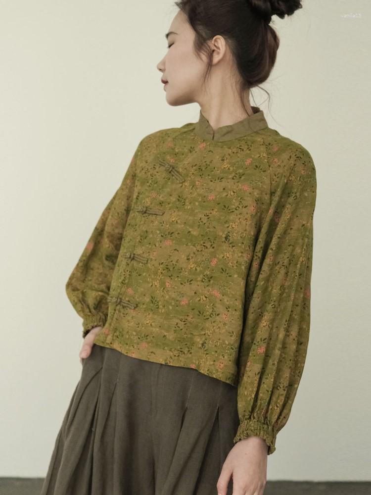 Women's Blouses QPFJQD Female Retro Printed Floral And Tops Stand Long Sleeve Ladies Linen Chinese Style Button Shirts Spring Autumn, Color 3
Women's Blouses QPFJQD Female Retro Printed Floral And Tops Stand Long Sleeve Ladies Linen Chinese Style Button Shirts Spring Autumn, Color 3