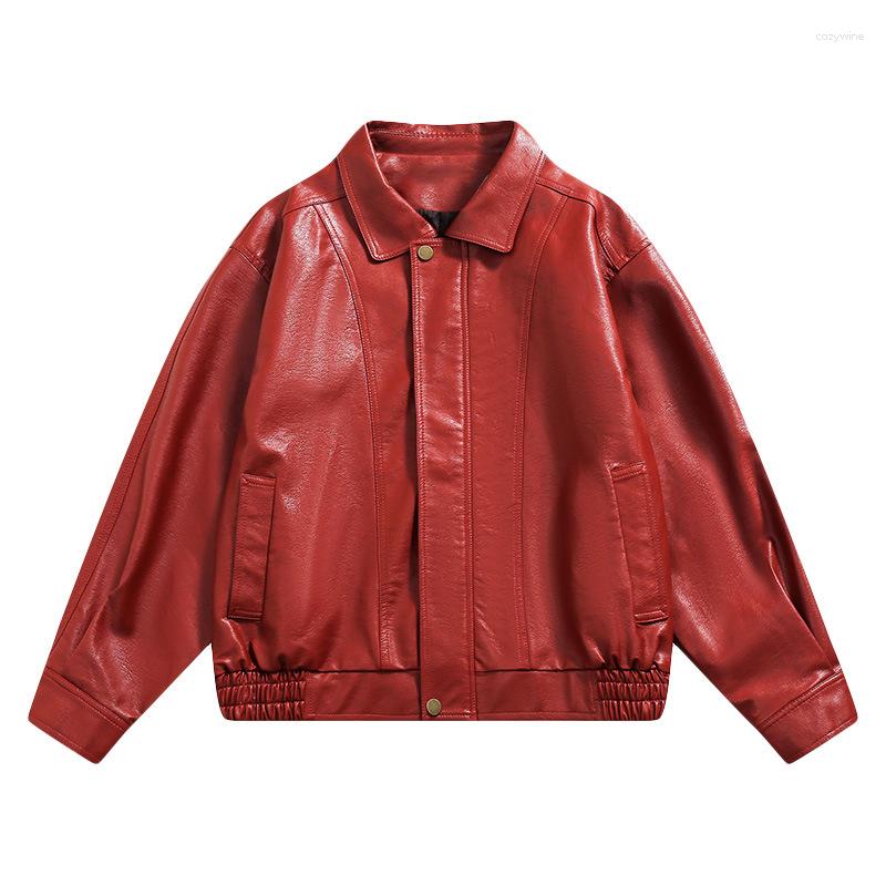 Men' Jackets American Retro PU Leather Men' Jacket Lapel Casual Fashion Loose Coat Couples High Street Hip-hop Harajuku Baseball, Red
Men' Jackets American Retro PU Leather Men' Jacket Lapel Casual Fashion Loose Coat Couples High Street Hip-hop Harajuku Baseball, Red