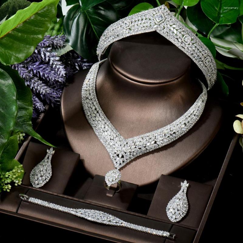 Necklace Earrings Set HIBRIDE Beauty 5pcs Full CZ Pendientes Women Bridal Earring Wedding Party Accessories N-1618, Picture shown
Necklace Earrings Set HIBRIDE Beauty 5pcs Full CZ Pendientes Women Bridal Earring Wedding Party Accessories N-1618, Picture shown
