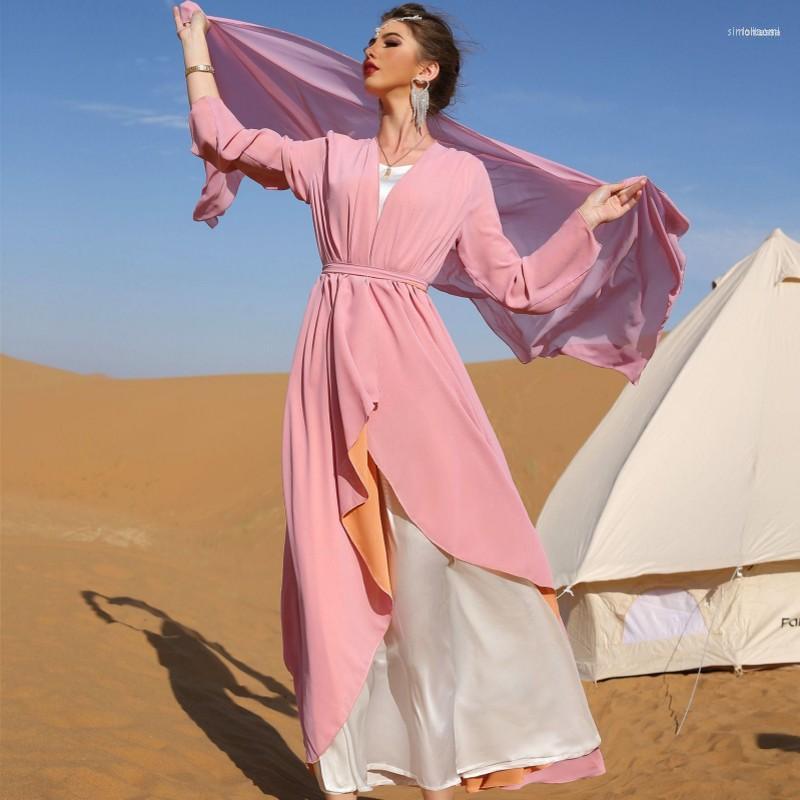 Ethnic Clothing Abaya Dubai Two-Color Chiffon Long-Sleeved Cardigan Robe Eid Muslim Hijab Dress For Women Islam Turkish Morocco Kimono
Ethnic Clothing Abaya Dubai Two-Color Chiffon Long-Sleeved Cardigan Robe Eid Muslim Hijab Dress For Women Islam Turkish Morocco Kimono
