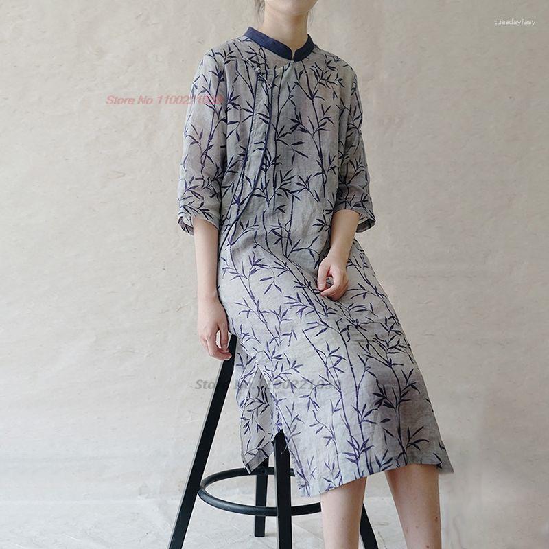 Ethnic Clothing 2023 Traditional Vintage Qipao National Bamboo Print Cotton Linen Dress Chinese Improved Cheongsams Hanfu Retro Zen
Ethnic Clothing 2023 Traditional Vintage Qipao National Bamboo Print Cotton Linen Dress Chinese Improved Cheongsams Hanfu Retro Zen