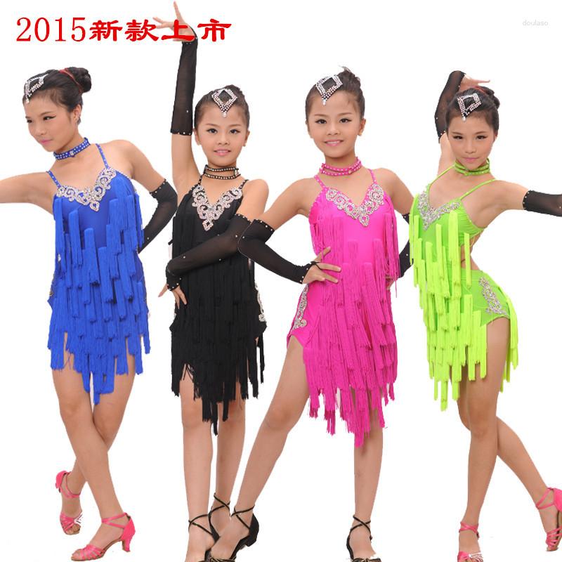 Stage Wear Girl's Latin Dance Dress 4 Colors Performance Child Sparkling Diamond Kids Tassel For Competition LD40209, Black
Stage Wear Girl's Latin Dance Dress 4 Colors Performance Child Sparkling Diamond Kids Tassel For Competition LD40209, Black