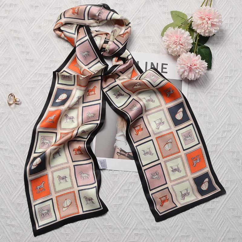 Scarves Elegant Floral Silk Skinny Scarf Long Hairbands 15x150cm Lady Neck Foulard Female Plaid Headbands Accessories Bag Ties
Scarves Elegant Floral Silk Skinny Scarf Long Hairbands 15x150cm Lady Neck Foulard Female Plaid Headbands Accessories Bag Ties