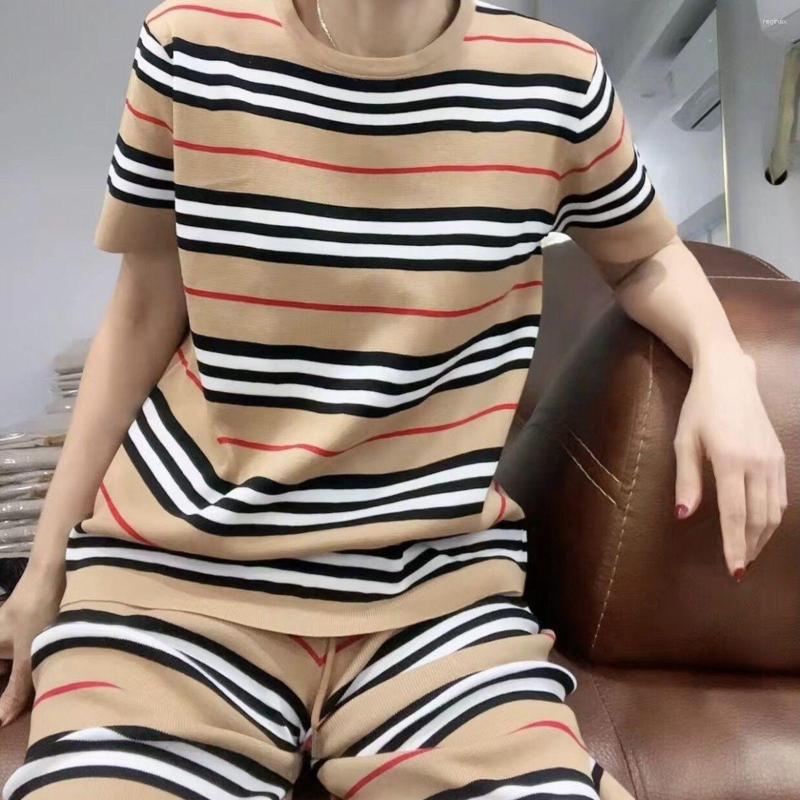 Women's Tracksuits Gotoola 2023 High-End Social Women Ice Silk Suit Kuaishou Internet Stripes Knitted Short Sleeve Two-Piece, Khaki suit
Women's Tracksuits Gotoola 2023 High-End Social Women Ice Silk Suit Kuaishou Internet Stripes Knitted Short Sleeve Two-Piece, Khaki suit