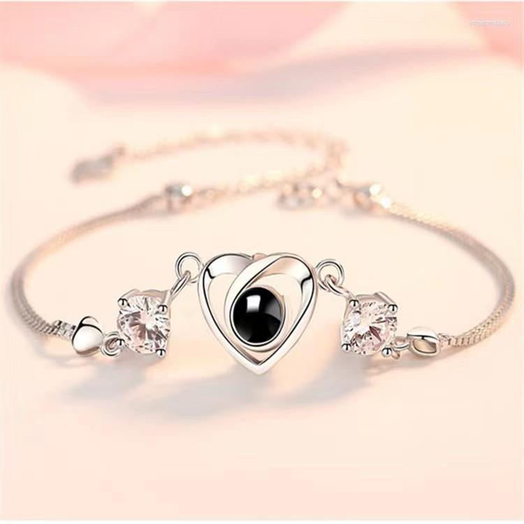 Link Bracelets Bracelet S925 Silver 100 Languages I Love You Heart Projection Women's Customization
Link Bracelets Bracelet S925 Silver 100 Languages I Love You Heart Projection Women's Customization