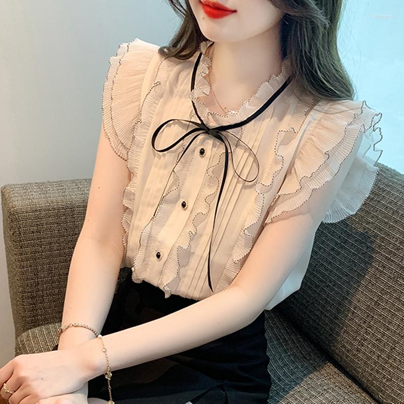 Women' Blouses 2023 Summer Ruffles Tops Stand Collar Sleeveless Women Blouse Shirt Patchwork Lace Up Chiffon, Apricot
Women' Blouses 2023 Summer Ruffles Tops Stand Collar Sleeveless Women Blouse Shirt Patchwork Lace Up Chiffon, Apricot