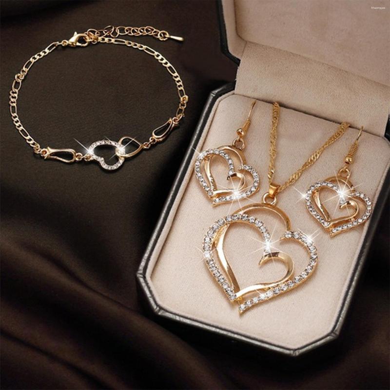 Necklace Earrings Set Stainless Steel Lovely Heart Bracelet Earring Bohemia Party Double Chain & Link Charm Jewelry For Women, Picture shown
Necklace Earrings Set Stainless Steel Lovely Heart Bracelet Earring Bohemia Party Double Chain & Link Charm Jewelry For Women, Picture shown