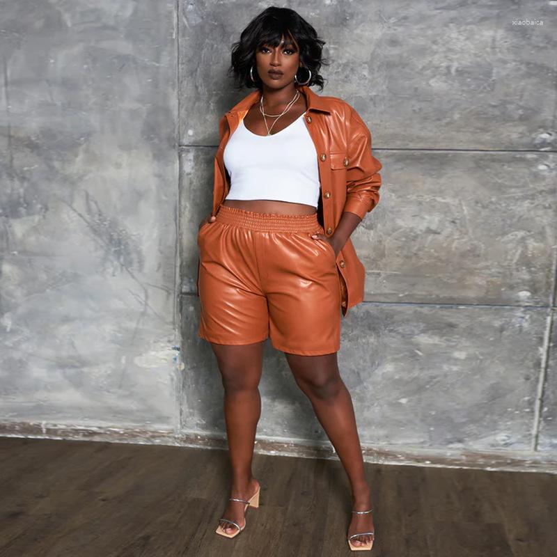 Women' Tracksuits Autumn Winter Pu Leather Shorts Set Women' Clothes Single Breasted Long Sleeved Faux Casual Two-piece, Black
Women' Tracksuits Autumn Winter Pu Leather Shorts Set Women' Clothes Single Breasted Long Sleeved Faux Casual Two-piece, Black