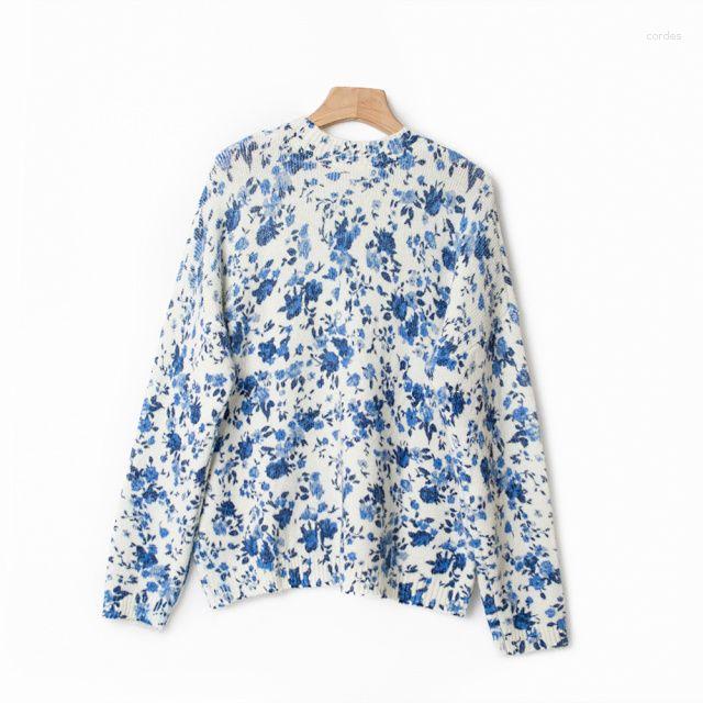 Women' Sweaters Women Sweater 2023 Autumn And Winter Blue Flower Print Mohair Wool Blend Long-sleeved O-neck Pullover 
Women' Sweaters Women Sweater 2023 Autumn And Winter Blue Flower Print Mohair Wool Blend Long-sleeved O-neck Pullover