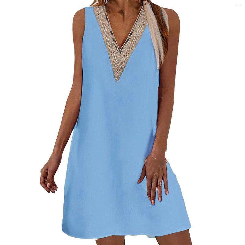 Casual Dresses Tank For Women 2023 Summer Chic Plain Lace Trim Sleeveless V-Neck Vacation A Line Mini Dress Fashion Beach Robe, Blue
Casual Dresses Tank For Women 2023 Summer Chic Plain Lace Trim Sleeveless V-Neck Vacation A Line Mini Dress Fashion Beach Robe, Blue