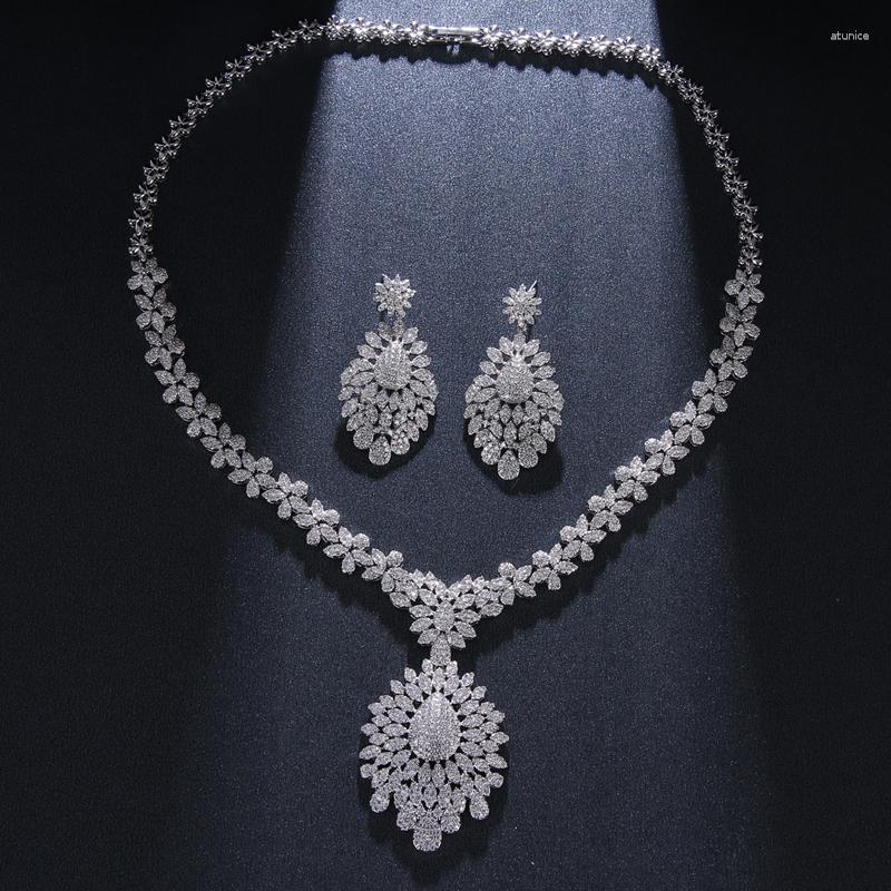 Necklace Earrings Set CZ Zirconia Exaggerated Style Bridal Attractive With Clear Crystal Stone For Women&Girls Shiny Gift, Picture shown
Necklace Earrings Set CZ Zirconia Exaggerated Style Bridal Attractive With Clear Crystal Stone For Women&Girls Shiny Gift, Picture shown